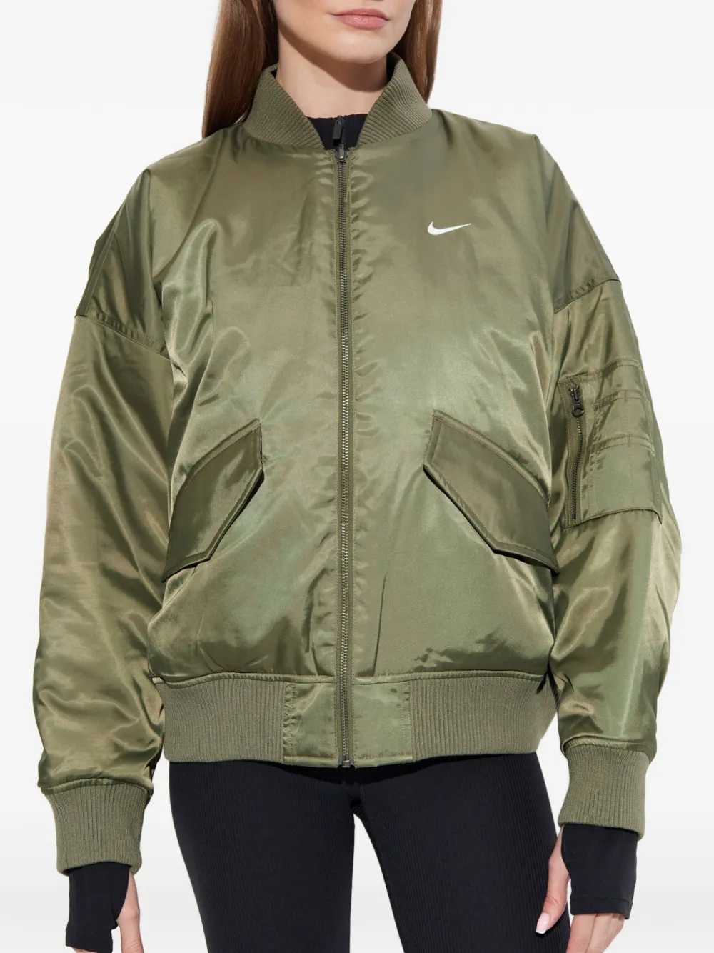 Nike Omkeerbaar bomberjack met geborduurd logo Groen