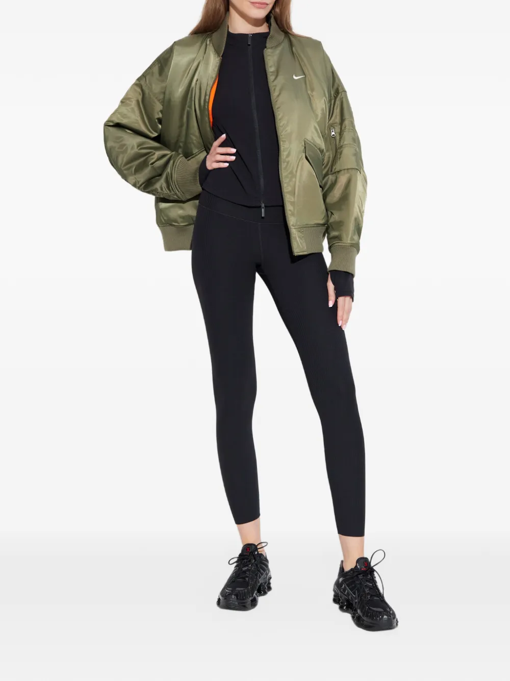Nike Omkeerbaar bomberjack met geborduurd logo Groen