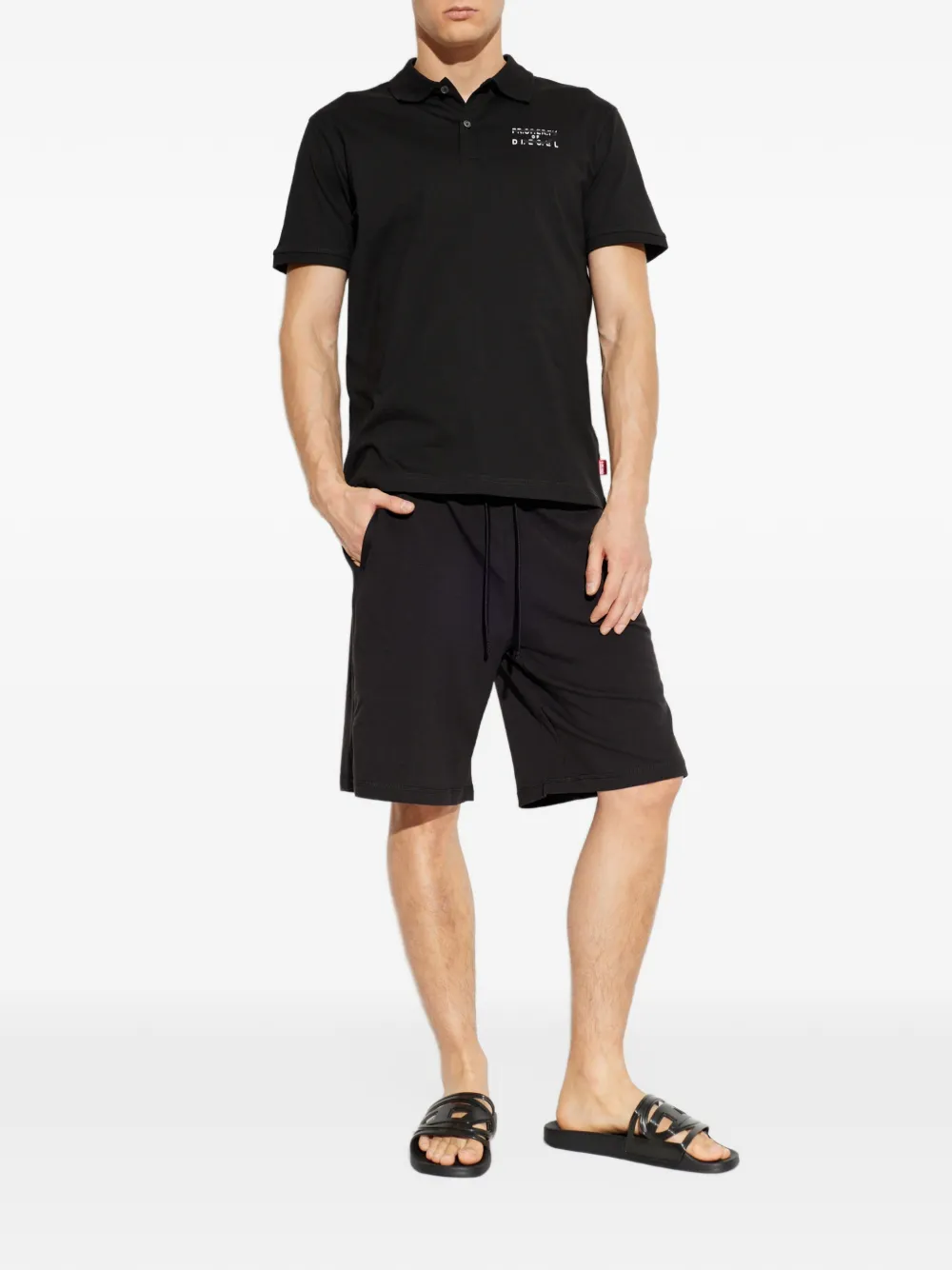 Diesel short-sleeve polo with logo detail Zwart