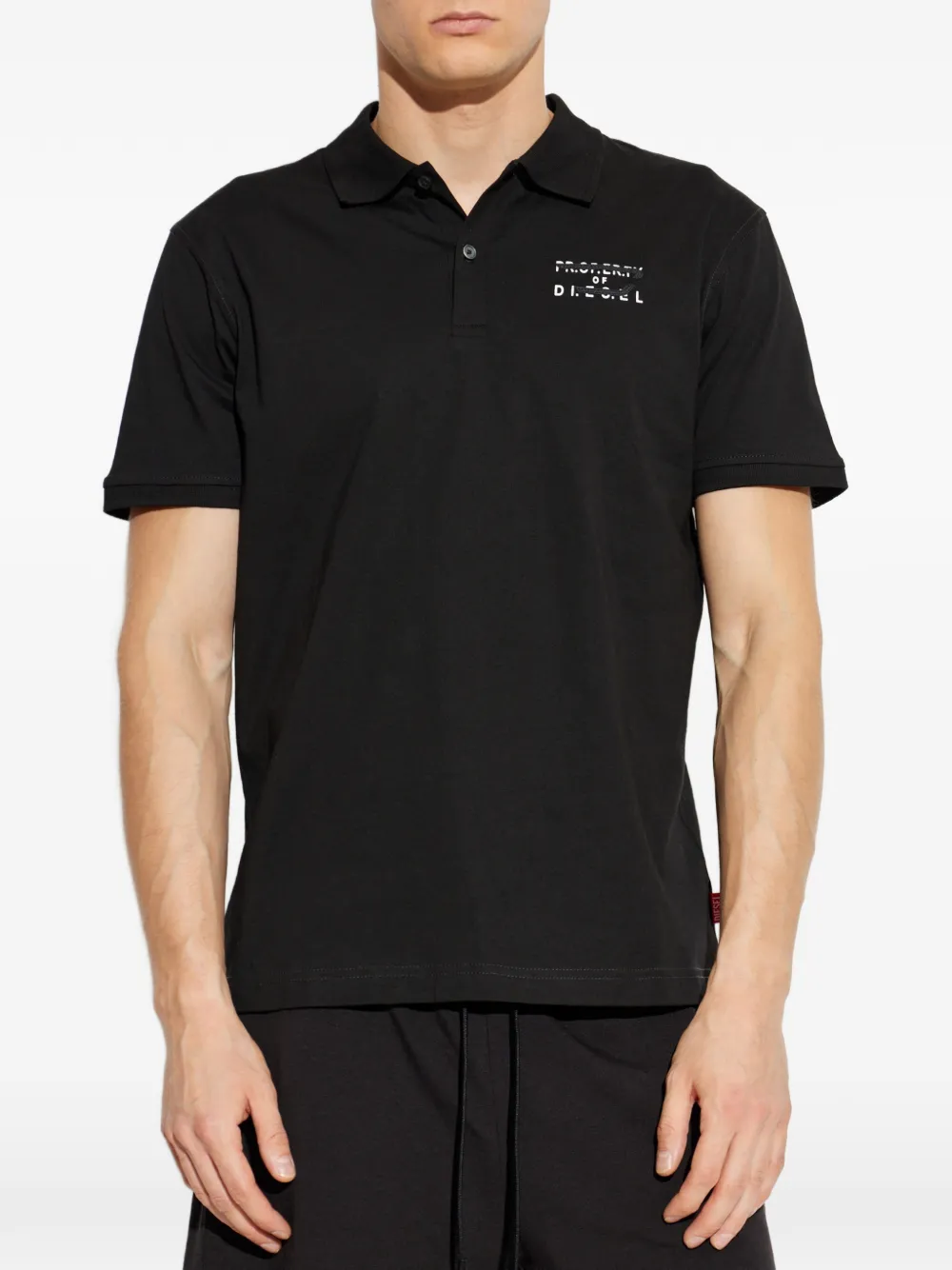 Diesel short-sleeve polo with logo detail Zwart