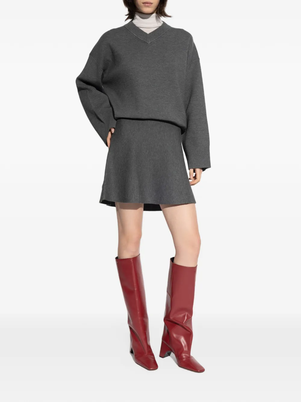 SAMSOE ribbed-knit turtleneck sweater Beige