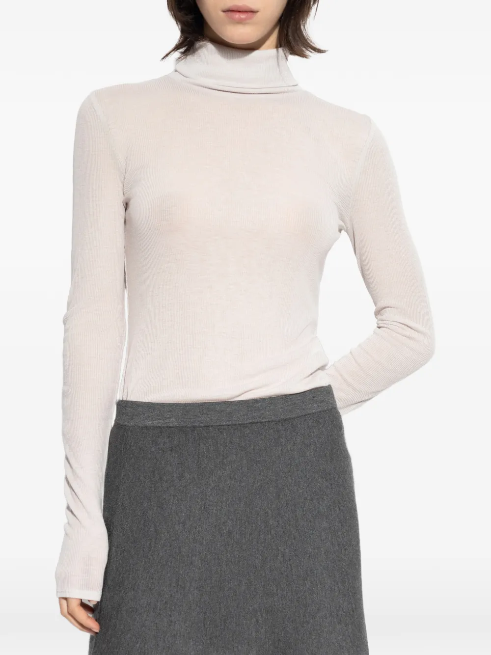 SAMSOE ribbed-knit turtleneck sweater Beige