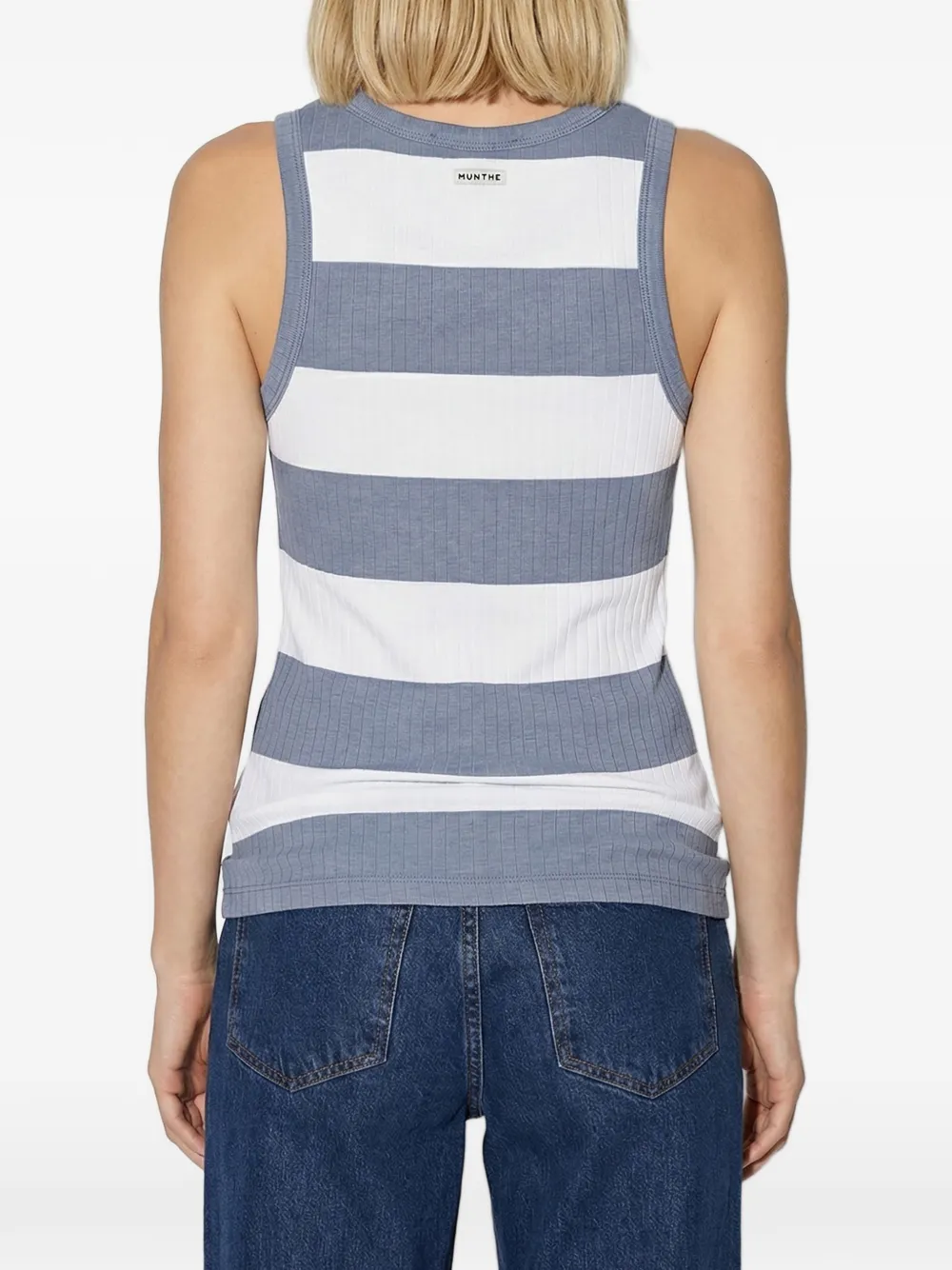 MUNTHE Tezza striped ribbed top Blauw