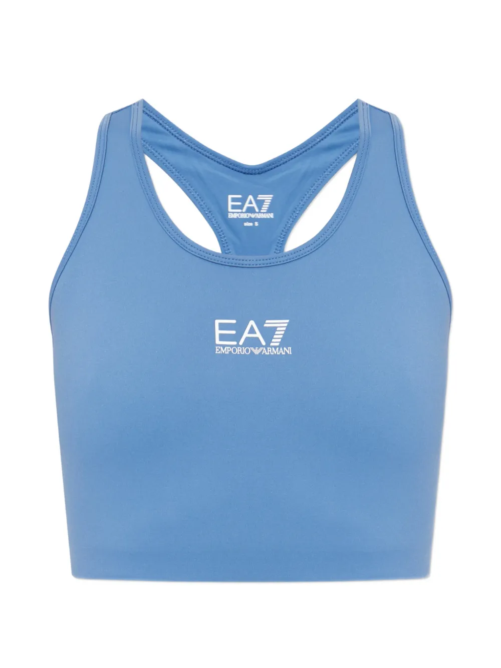 Ea7 Emporio Armani logo-print racerback top - Blau