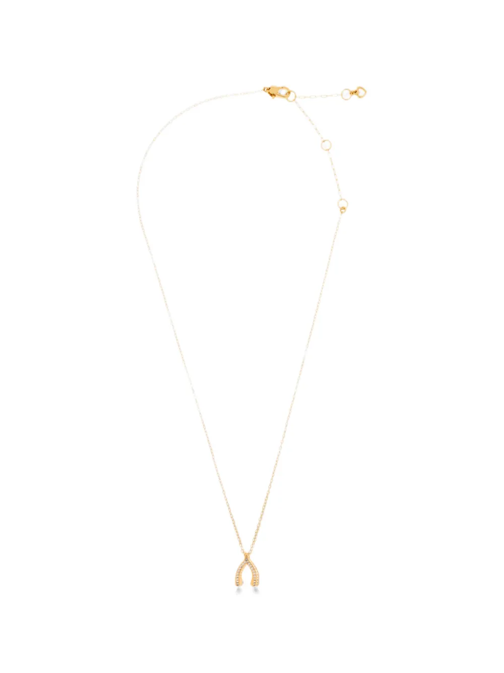 Kate Spade Dream crystal-embellished wishbone-pendant necklace - Oro