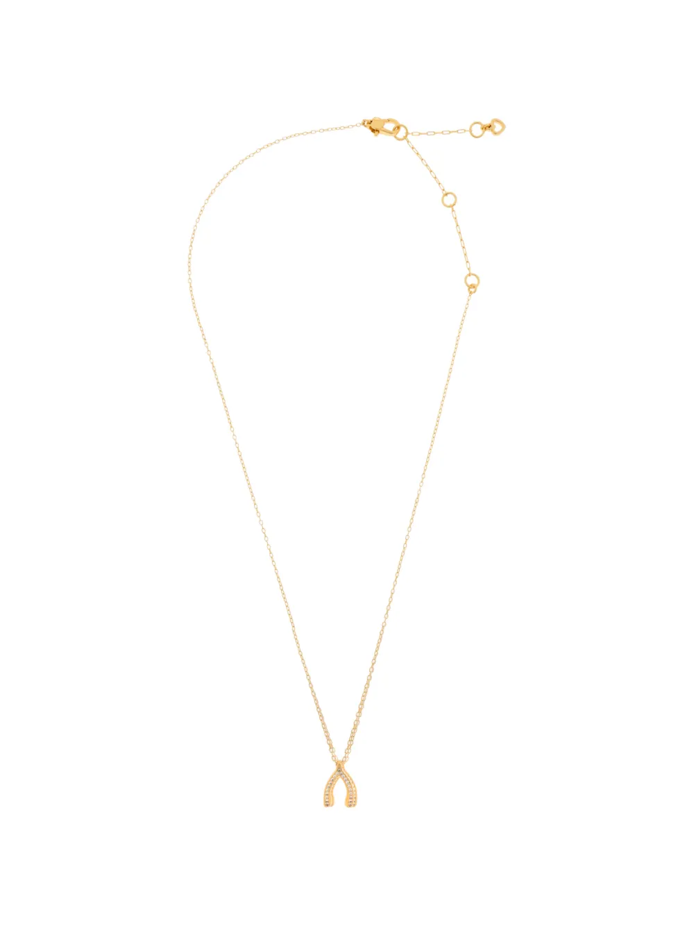 Kate Spade Dream crystal-embellished wishbone-pendant necklace - Oro