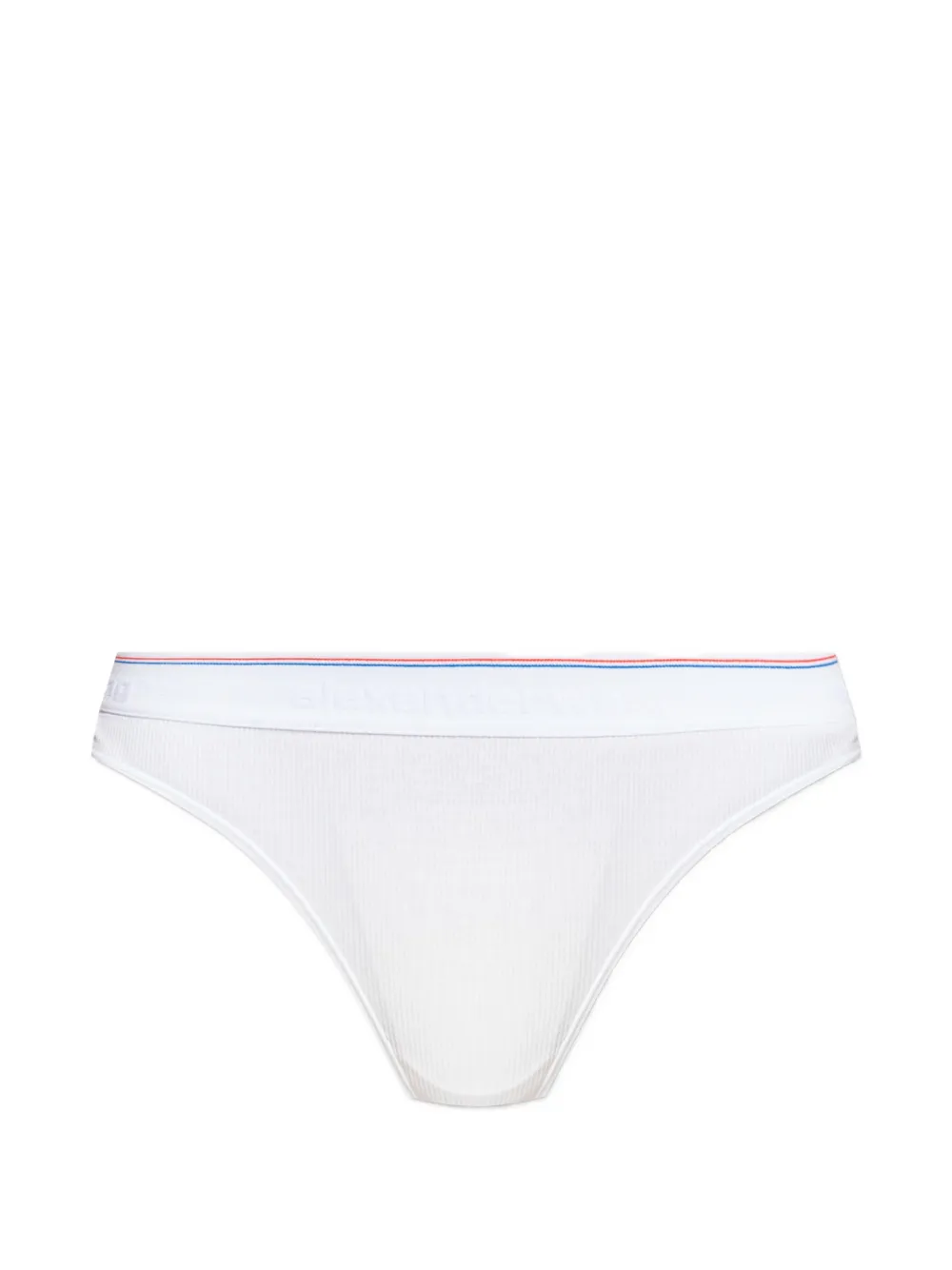 Alexander Wang logo-waistband ribbed thong - Bianco