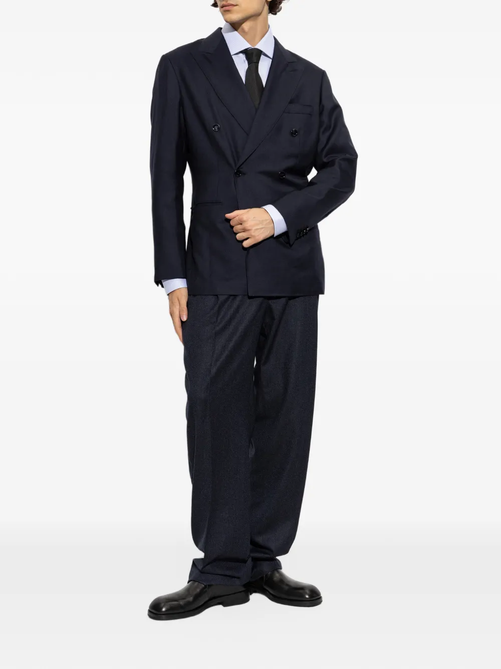Brioni pleated wool trousers Blauw