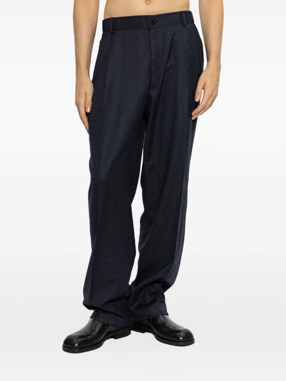 Brioni pleated wool trousers Blauw