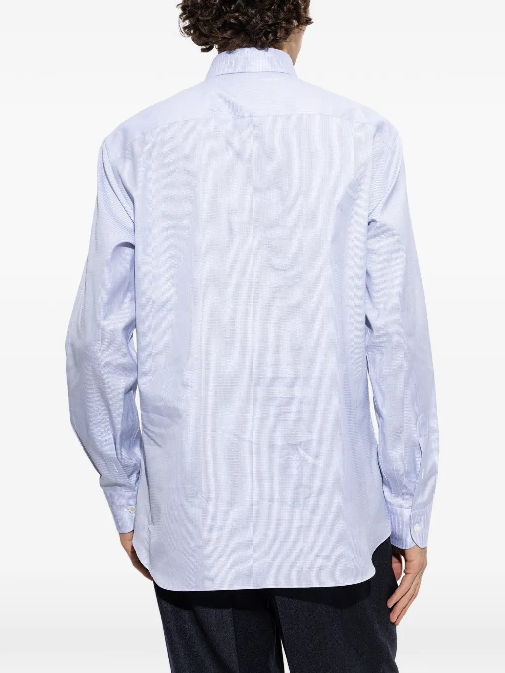 Brioni micro-check shirt Blauw