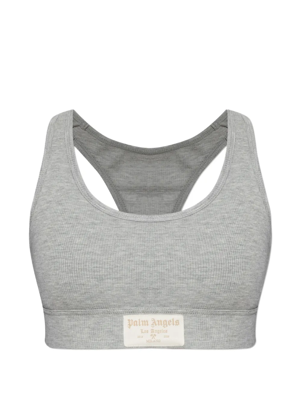Palm Angels Reggiseno a coste con logo - Grigio