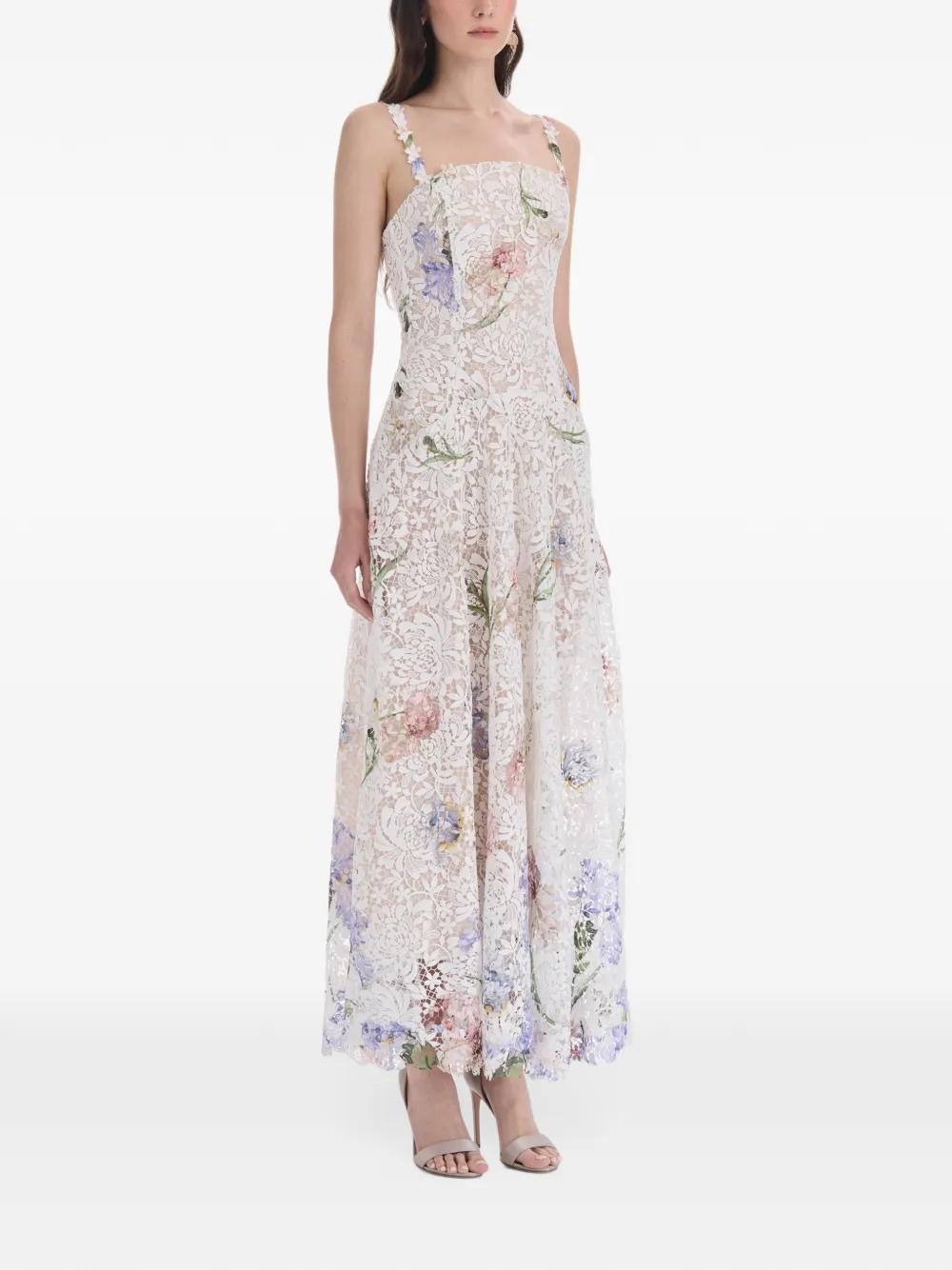 Oscar de la Renta Iris Degrade lace maxi dress Wit