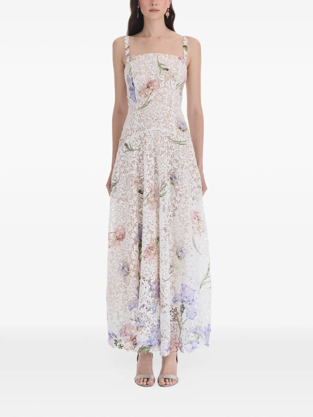 Oscar de la Renta Iris Degrade lace maxi dress Wit