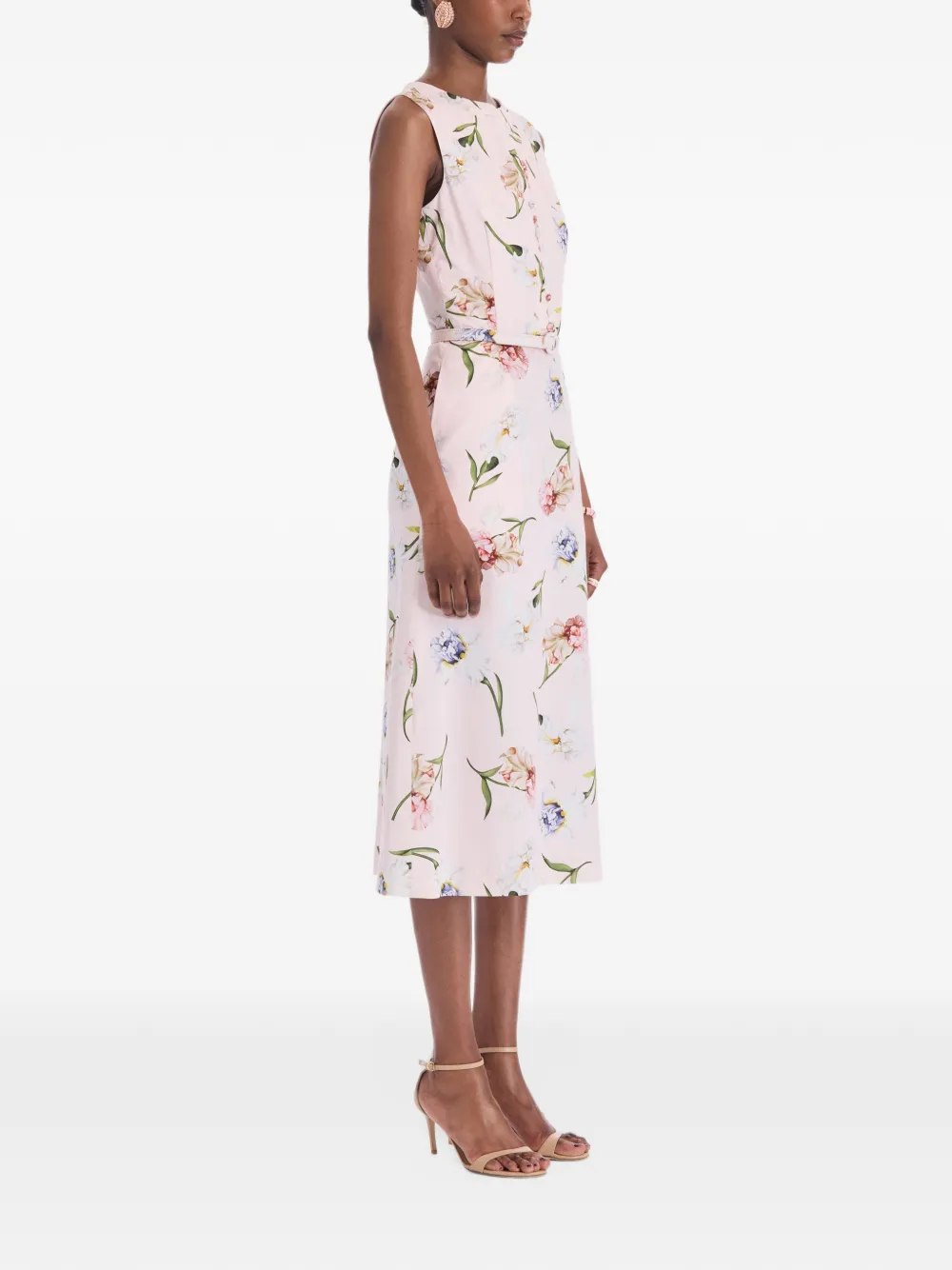 Oscar de la Renta floral-print belted midi dress Roze