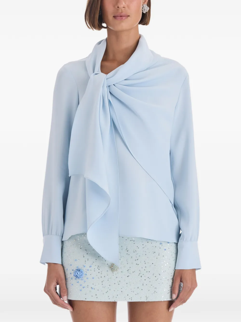 Oscar de la Renta neck-tie georgette blouse Blauw