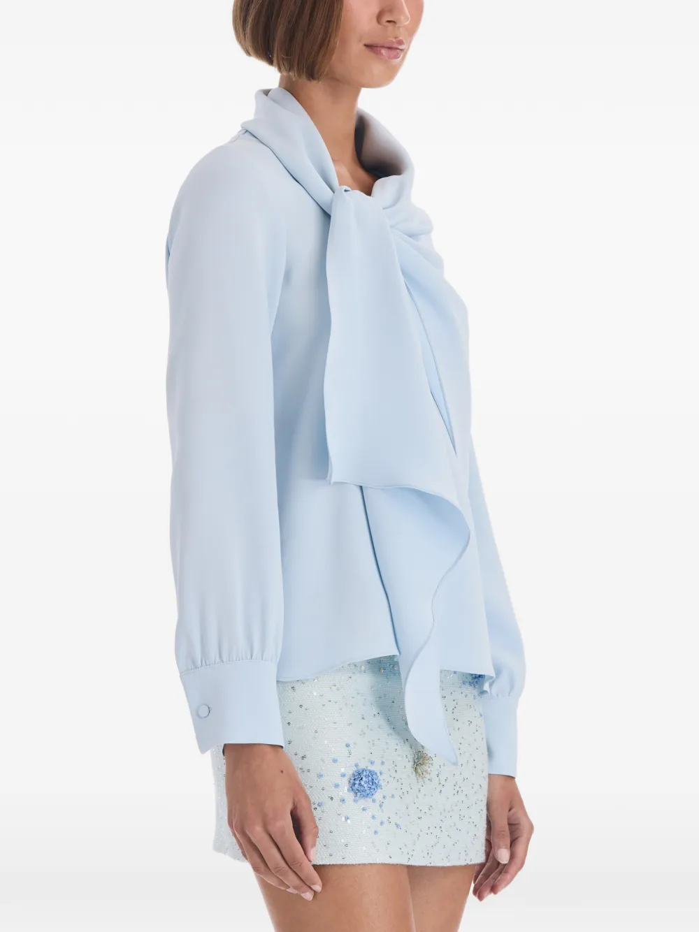 Oscar de la Renta neck-tie georgette blouse Blauw