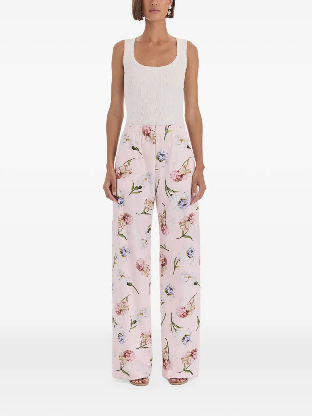 Oscar de la Renta floral-print poplin trousers Roze