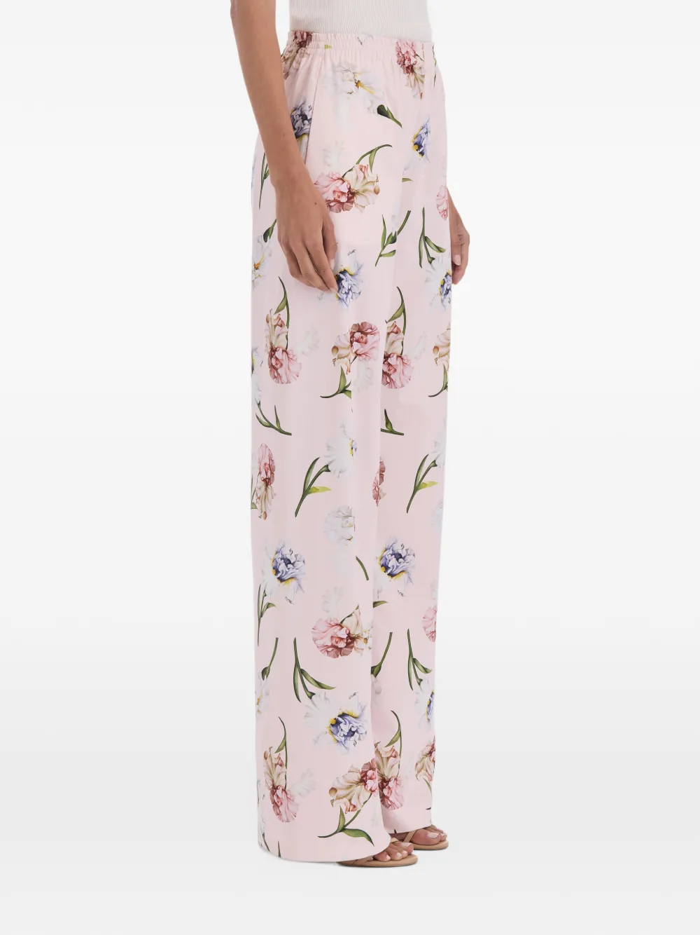 Oscar de la Renta floral-print poplin trousers Roze