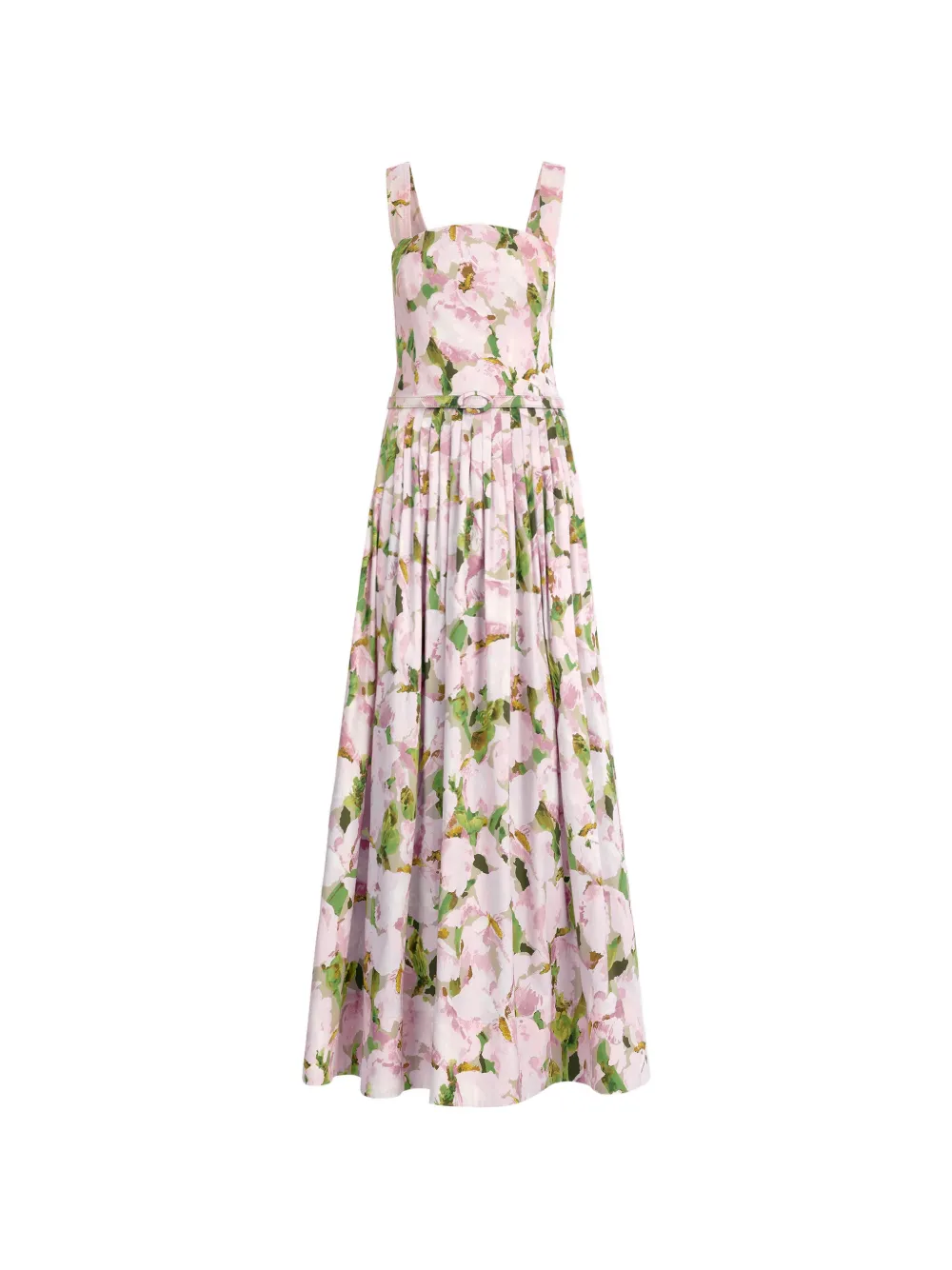 Oscar de la Renta Watercolor Iris-print belted dress Roze