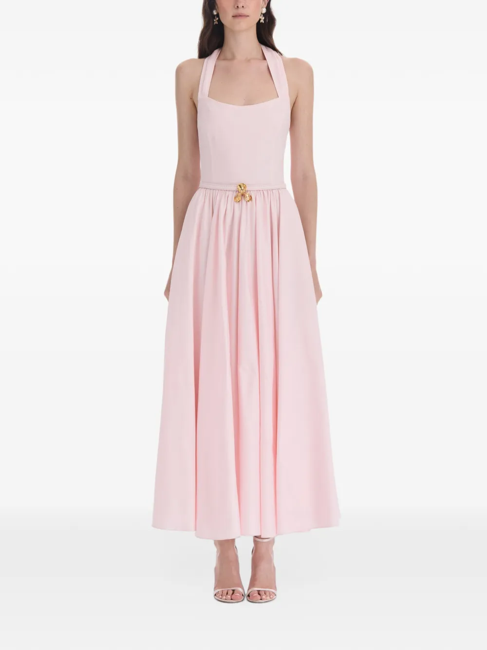 Oscar de la Renta belted halterneck dress Roze