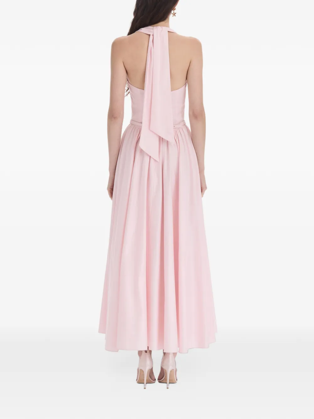 Oscar de la Renta belted halterneck dress Roze