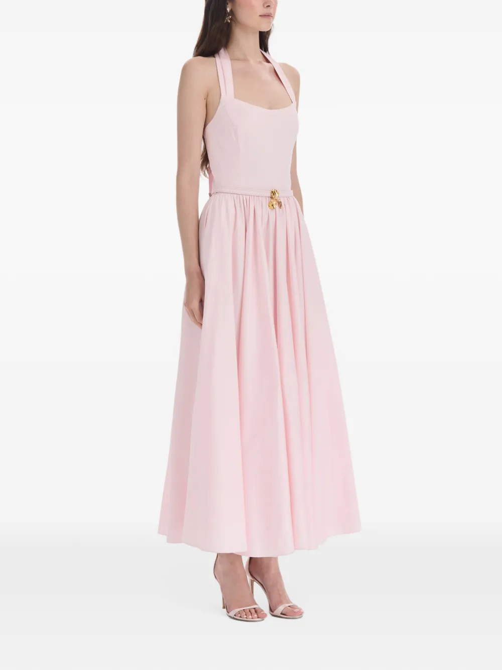 Oscar de la Renta belted halterneck dress Roze