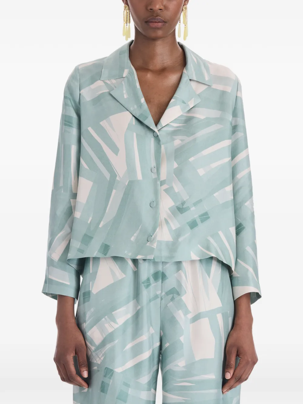Oscar de la Renta stripe-print silk-twill blouse Groen