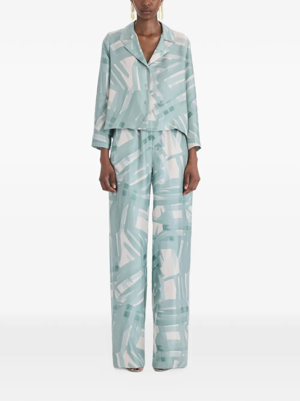 Oscar de la Renta stripe-print silk-twill blouse Groen