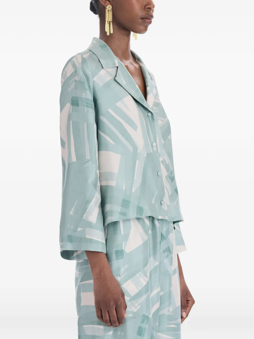 Oscar de la Renta stripe-print silk-twill blouse Groen