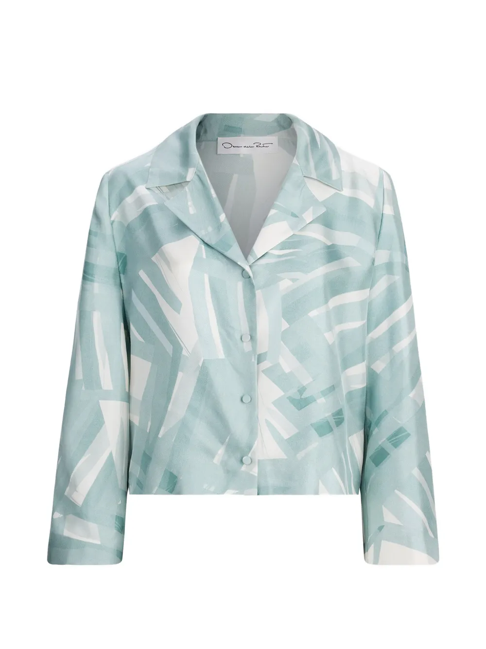 Oscar de la Renta stripe-print silk-twill blouse Groen