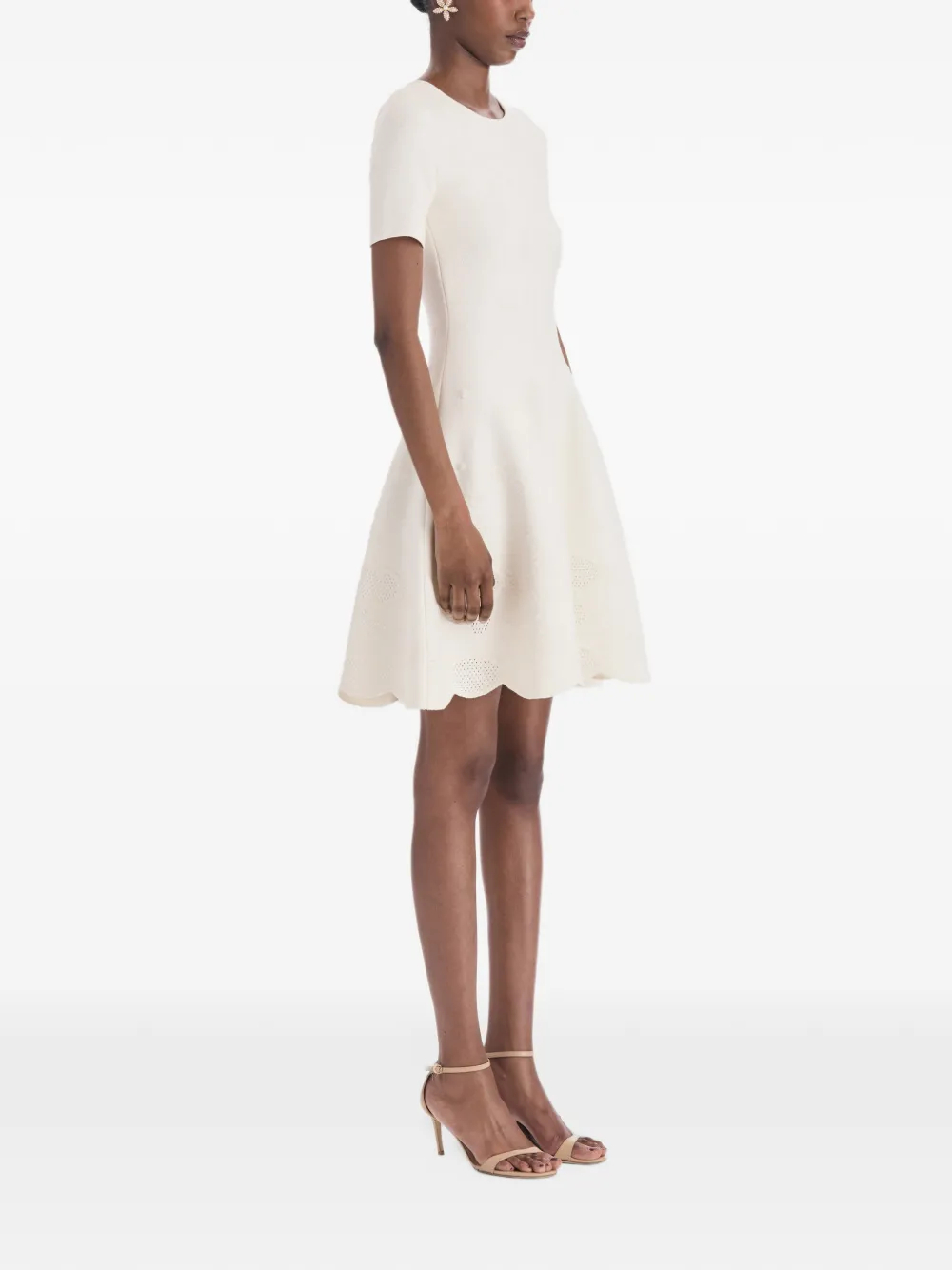 Oscar de la Renta Mini-jurk met jacquard Beige