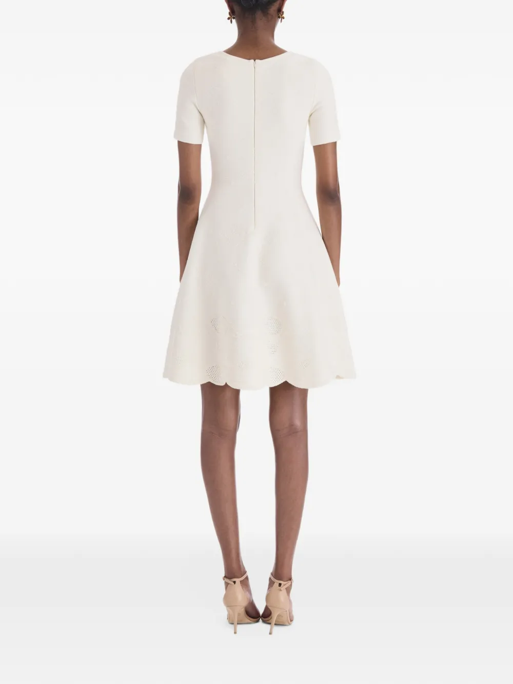 Oscar de la Renta Mini-jurk met jacquard Beige