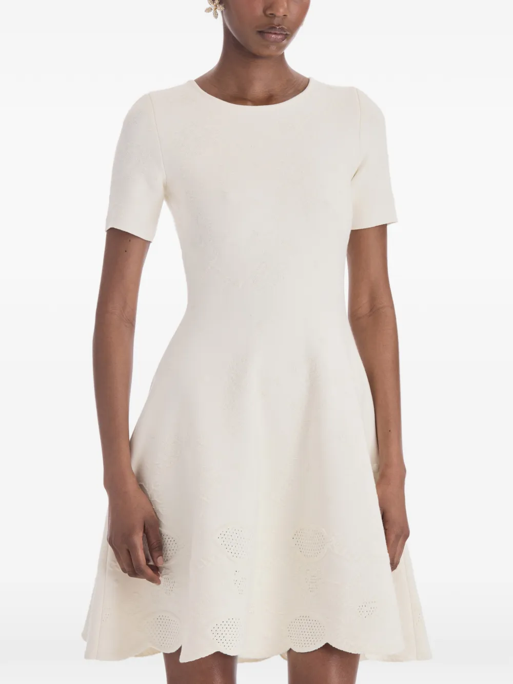 Oscar de la Renta Mini-jurk met jacquard Beige