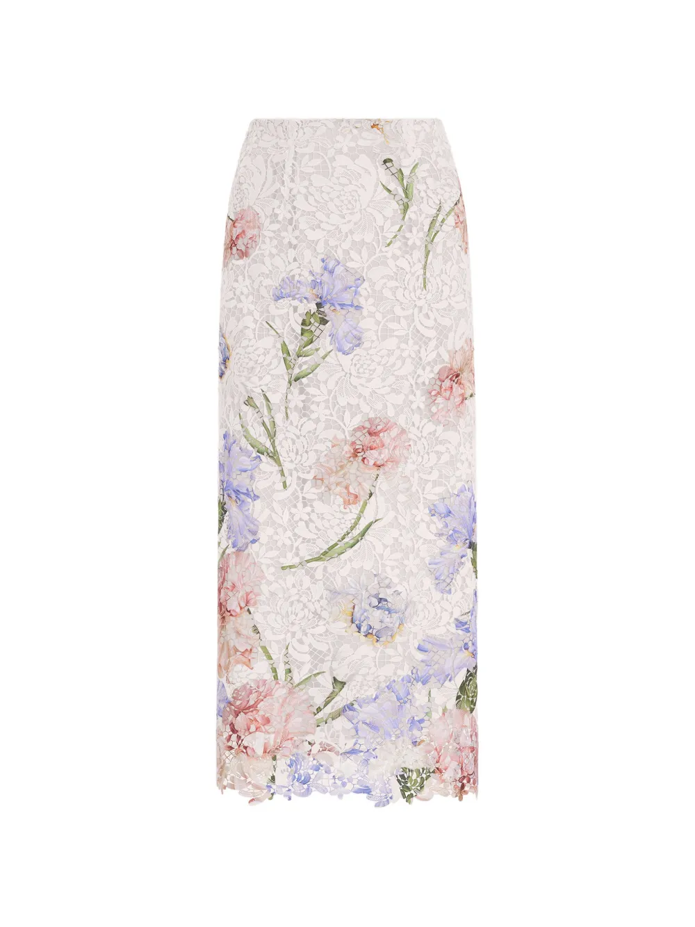 Oscar de la Renta iris-print lace midi pencil skirt Wit