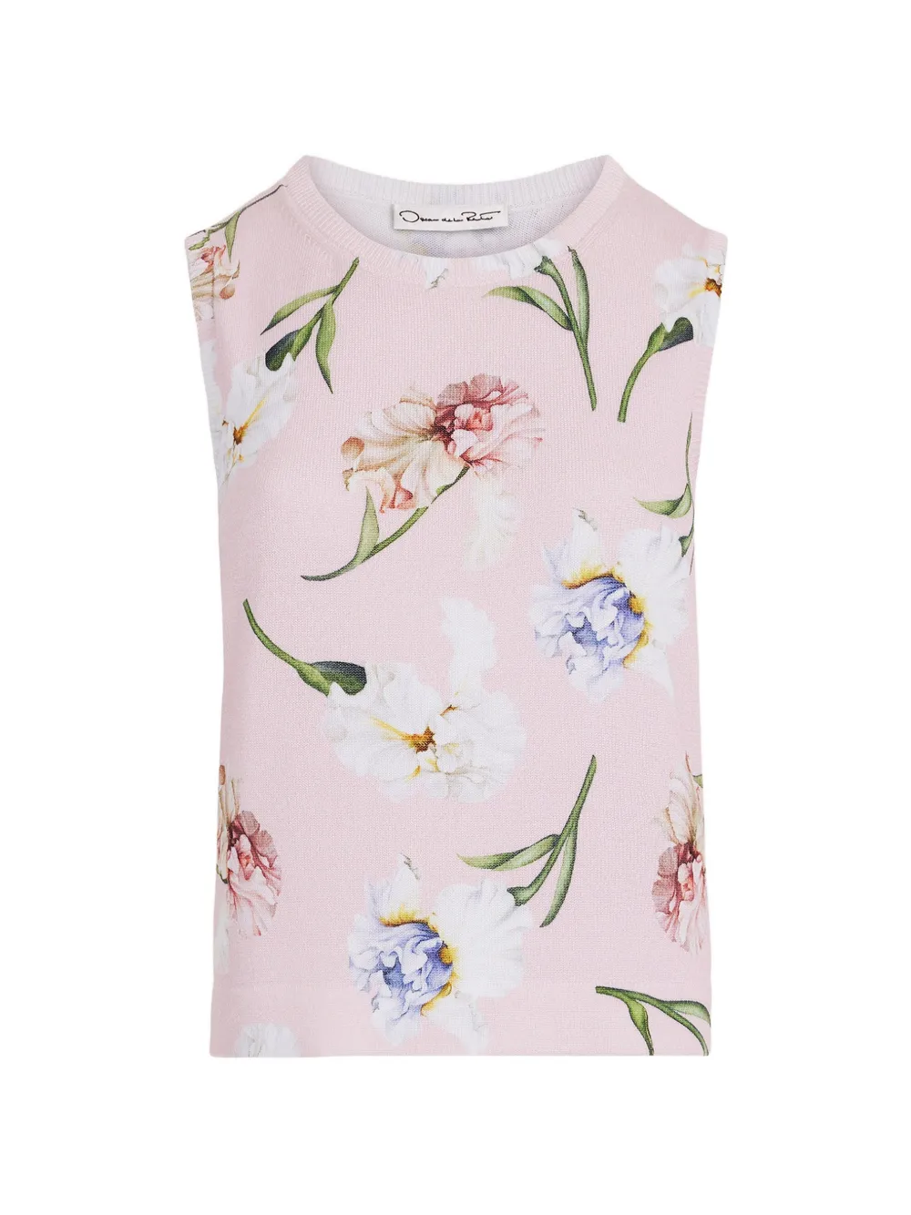 Oscar de la Renta floral-print knitted tank top - Pink