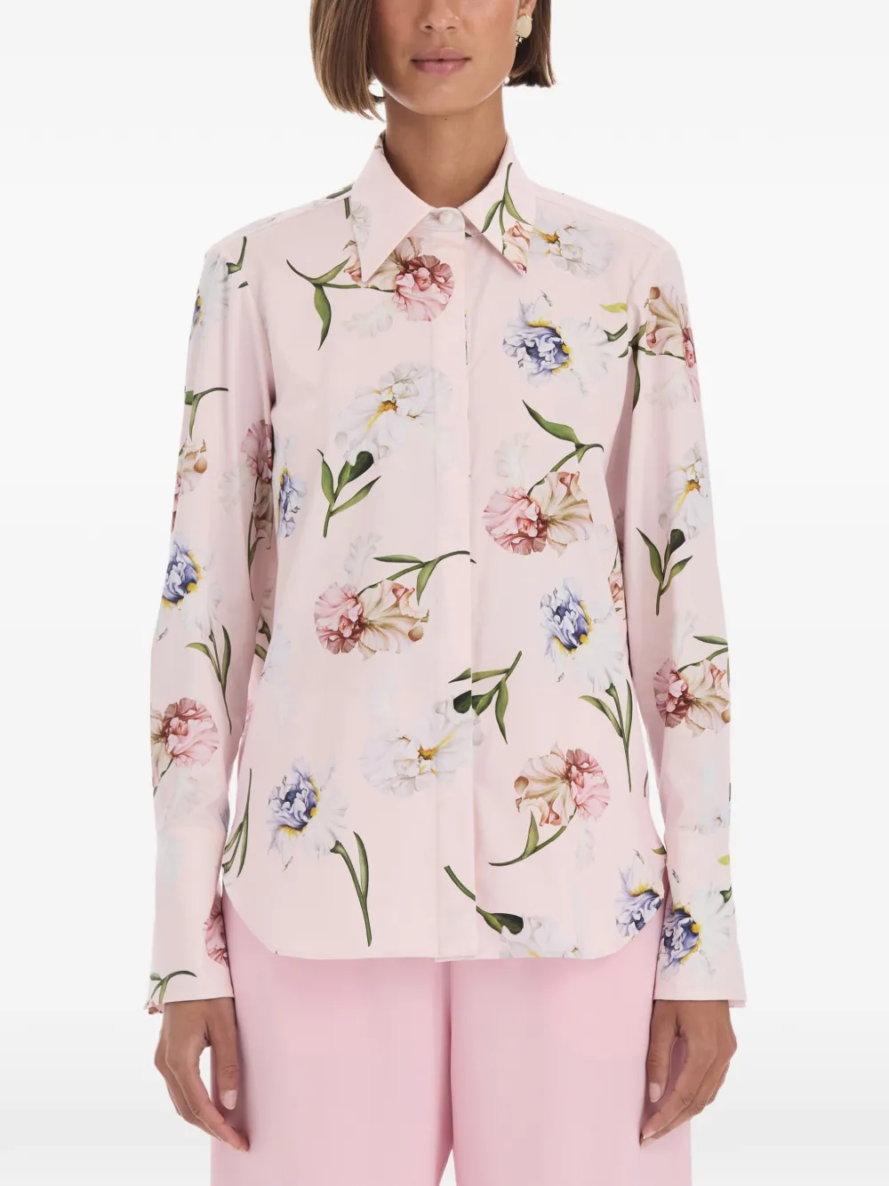 Oscar de la Renta iris-painted poplin blouse Roze