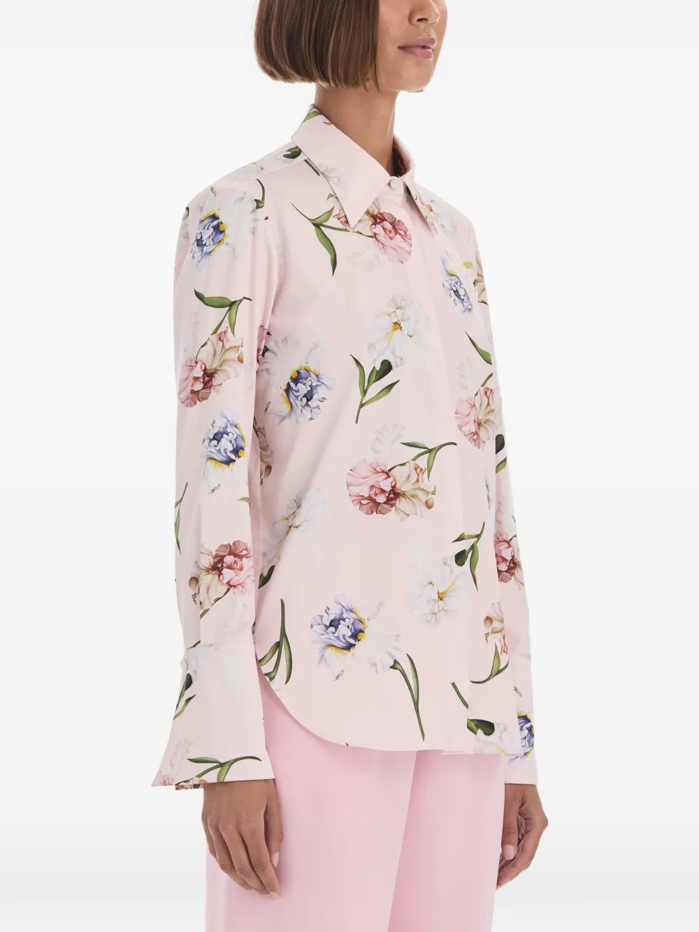 Oscar de la Renta iris-painted poplin blouse Roze