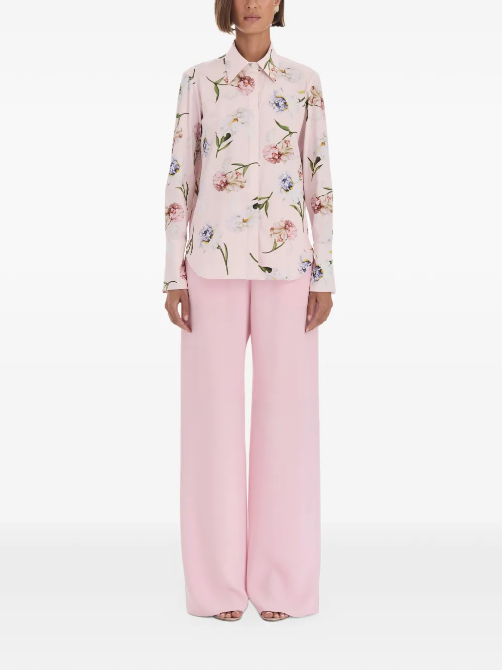 Oscar de la Renta iris-painted poplin blouse Roze