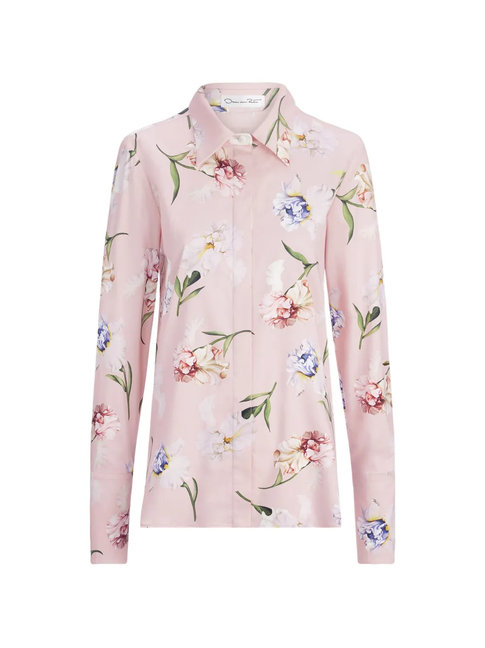 Oscar de la Renta iris-painted poplin blouse Roze