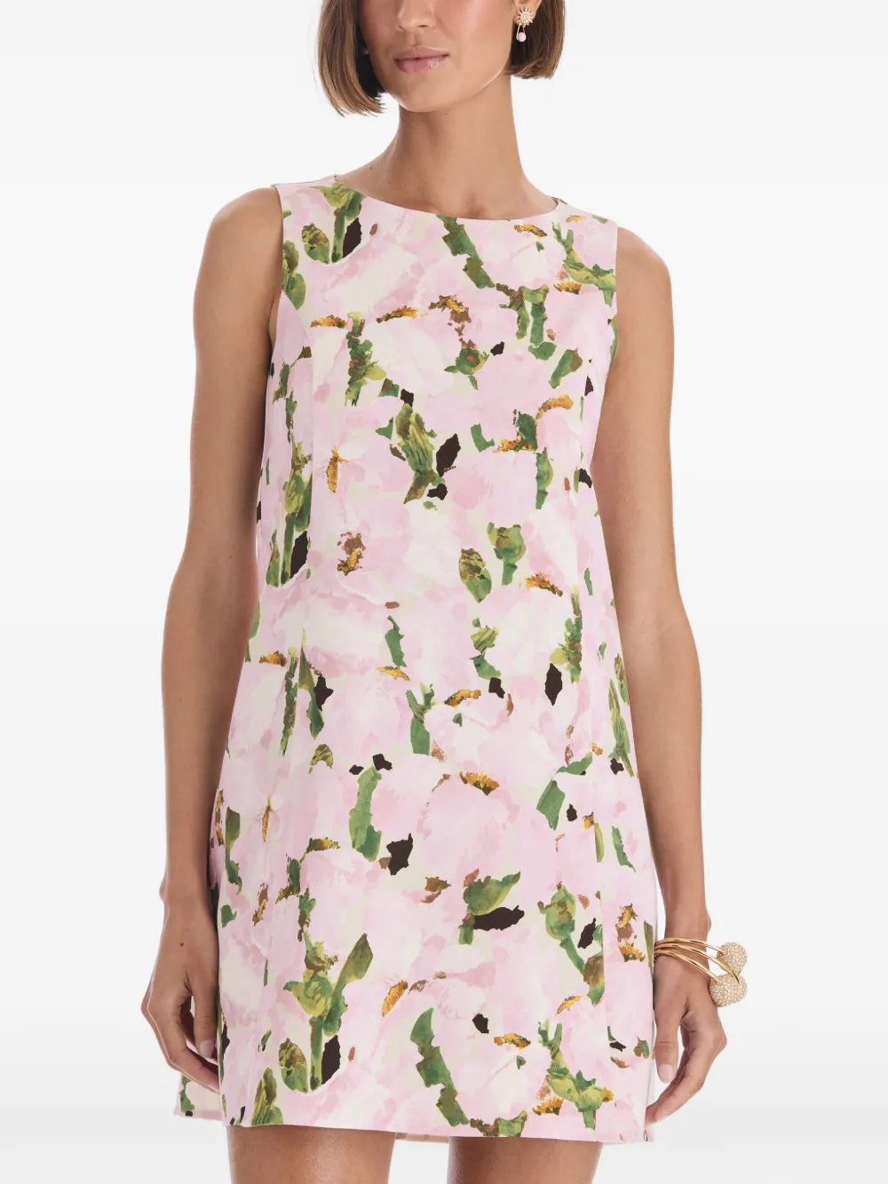 Oscar de la Renta Watercolor Iris mini-jurk Roze