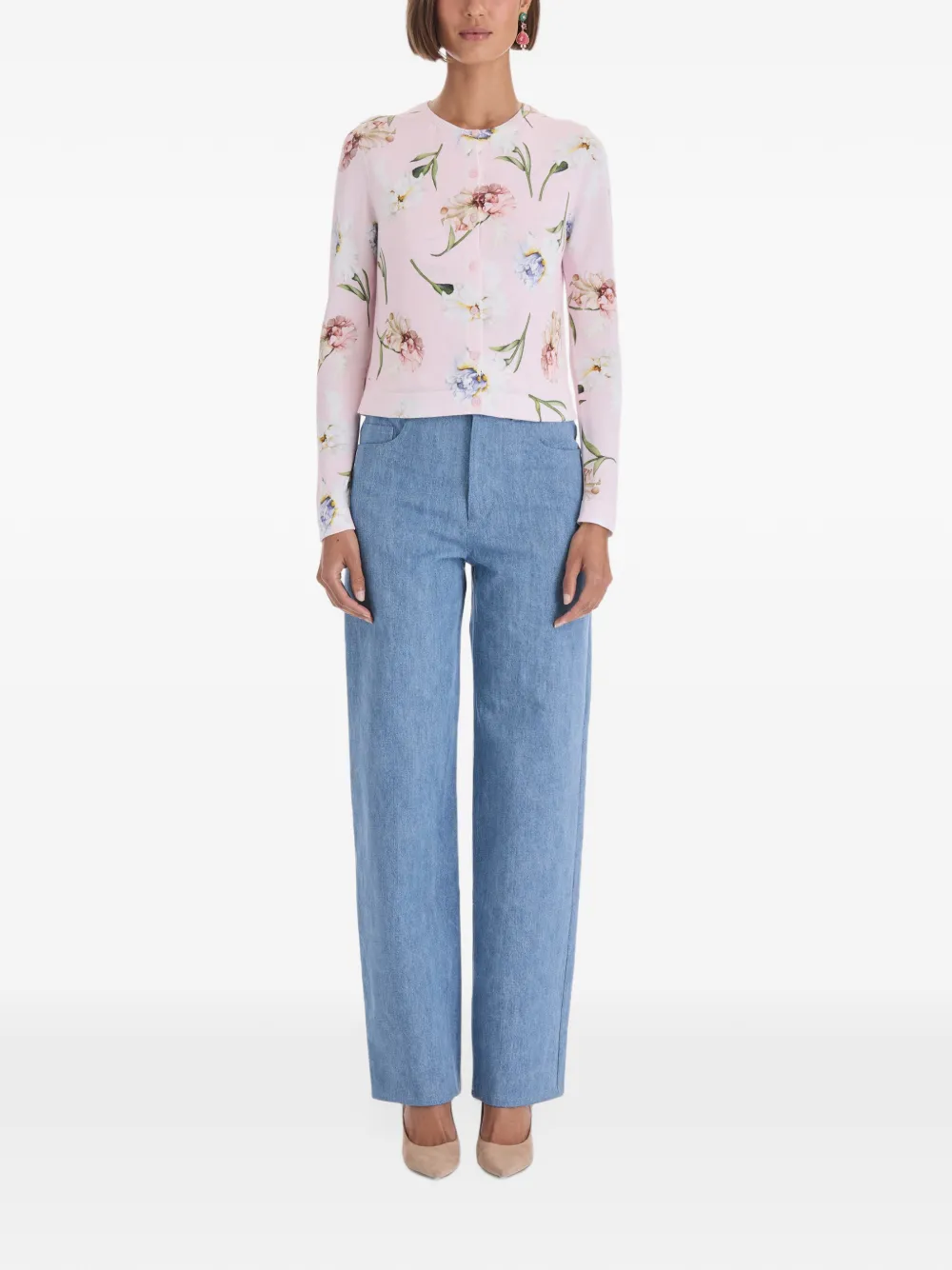 Oscar de la Renta floral-print cardigan Roze