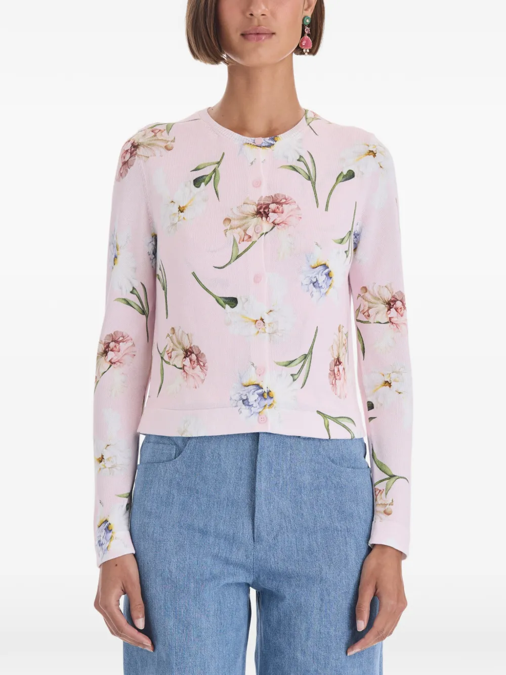 Oscar de la Renta floral-print cardigan Roze