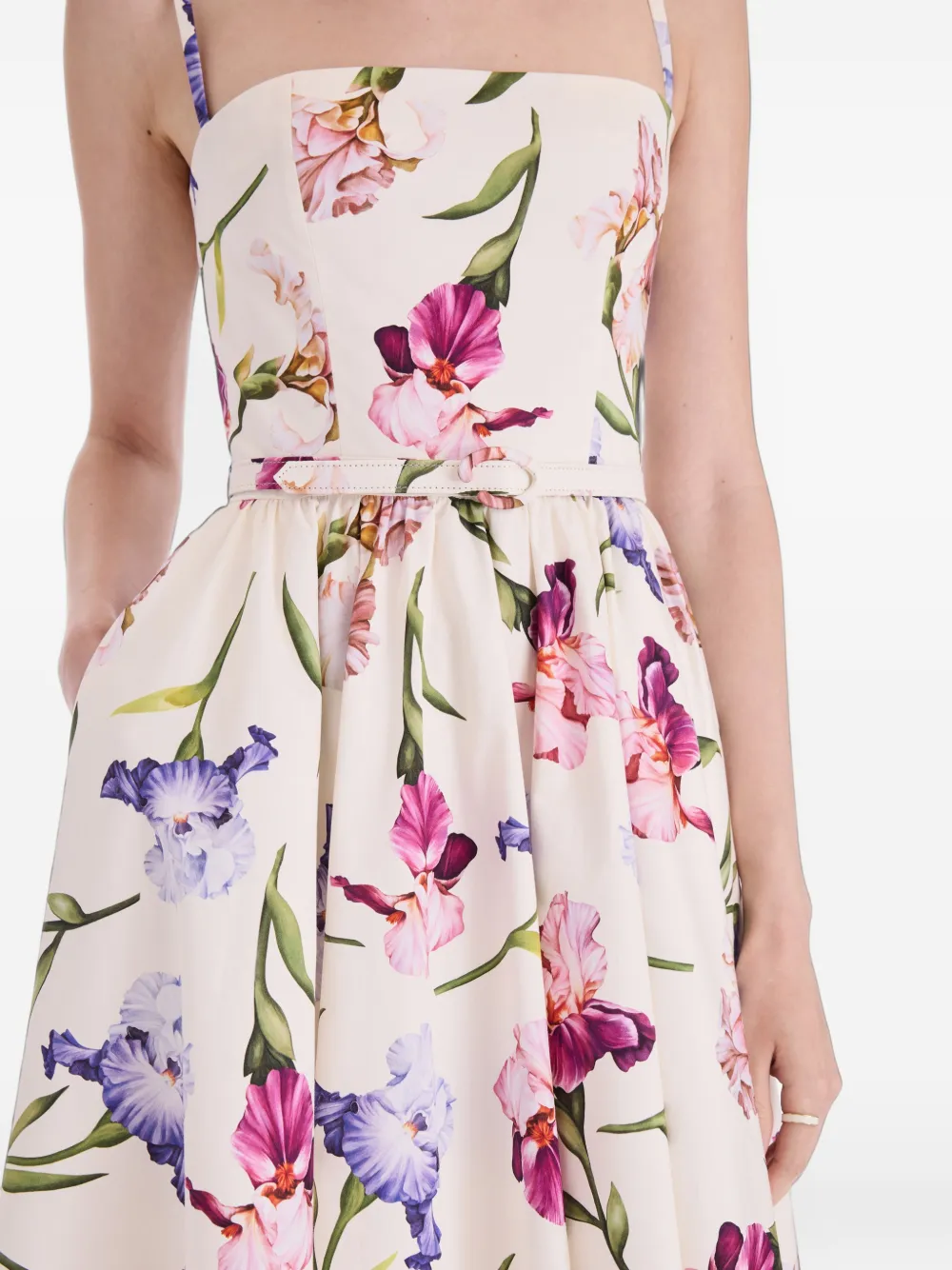 Oscar de la Renta floral-print poplin mini dress Beige