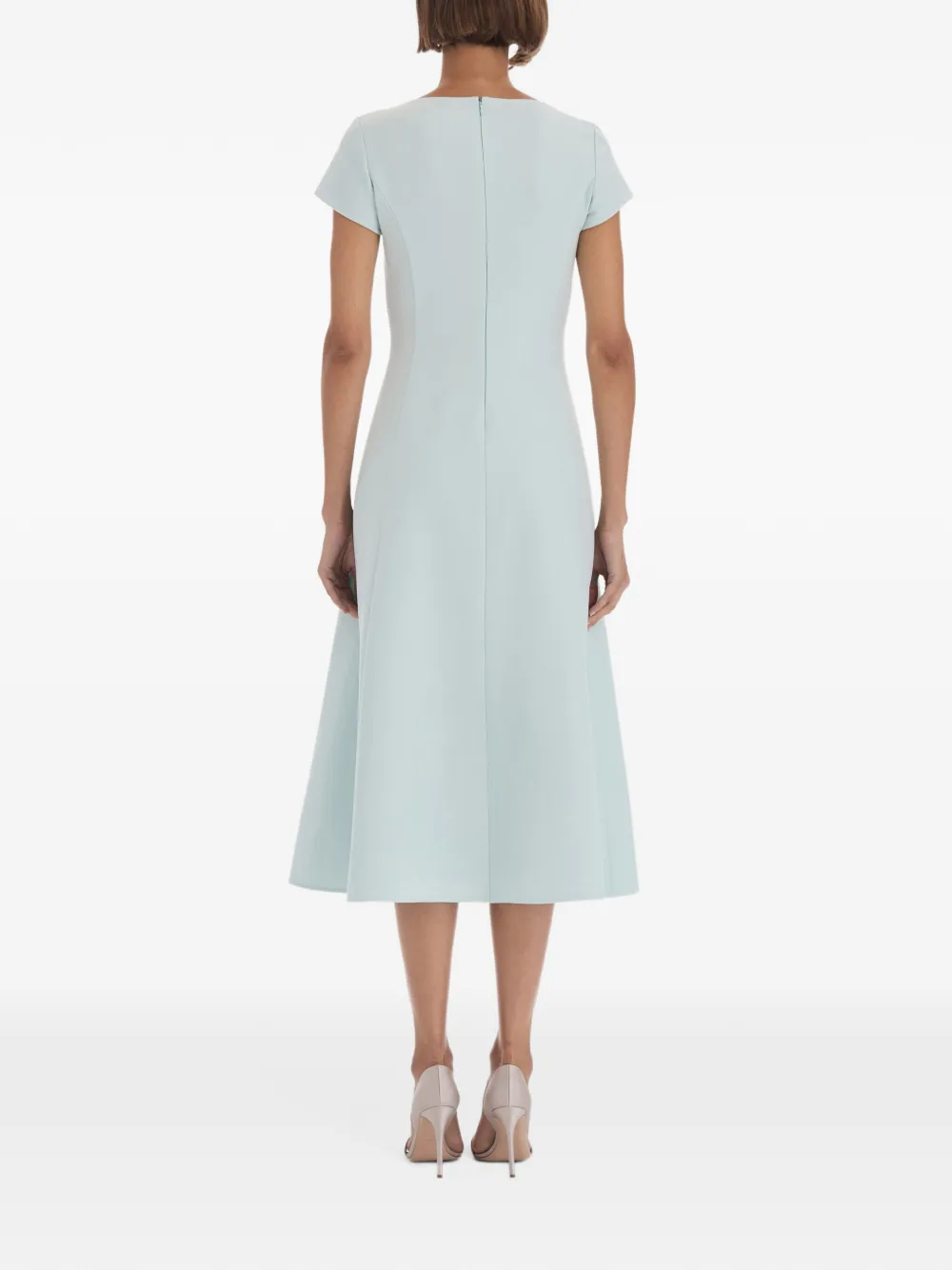 Oscar de la Renta Midi-jurk met korte mouwen en diepe ronde hals Blauw