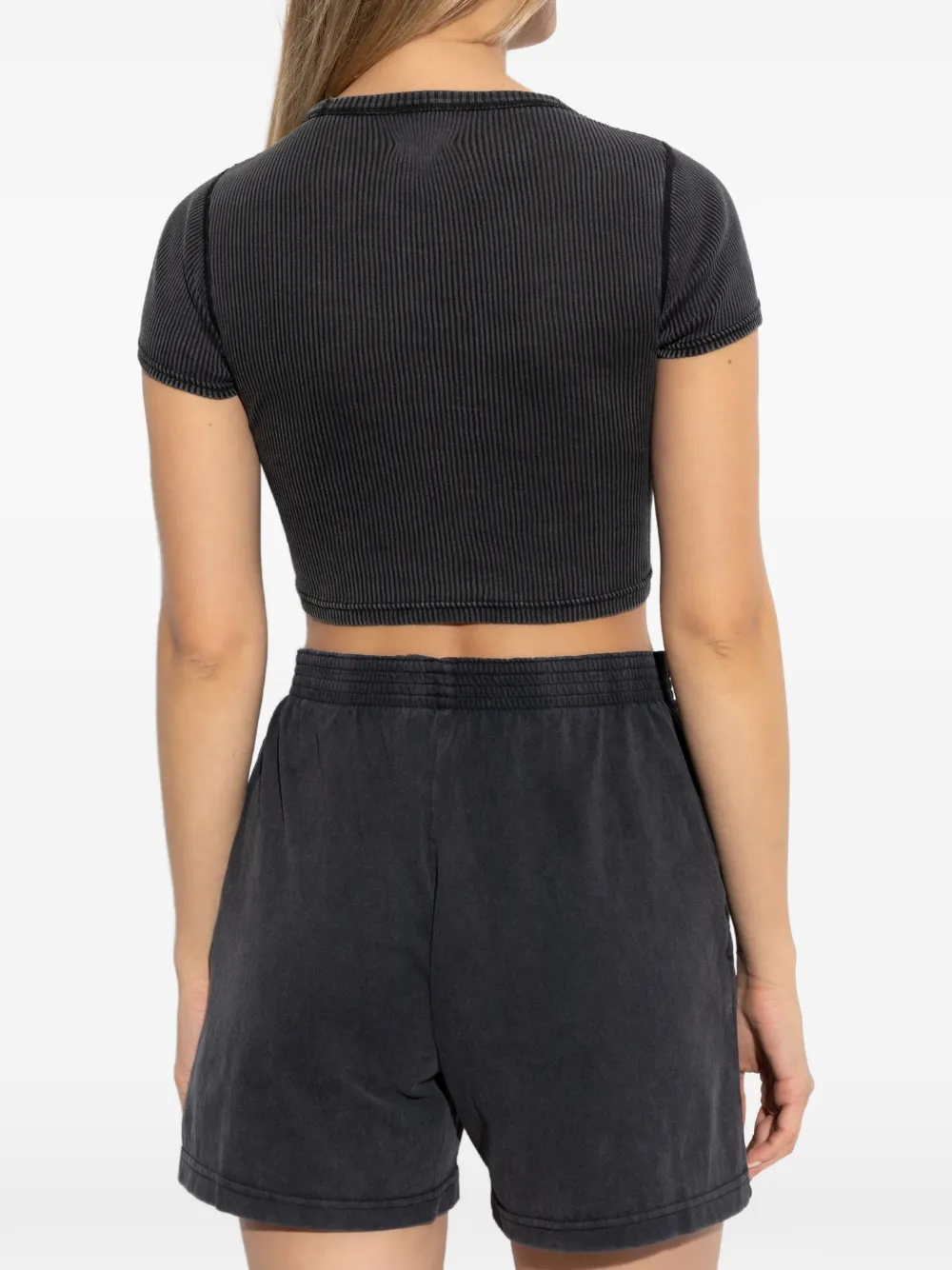 Alexander Wang ribbed cropped T-shirt Zwart