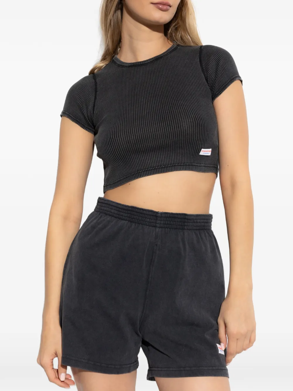 Alexander Wang ribbed cropped T-shirt Zwart