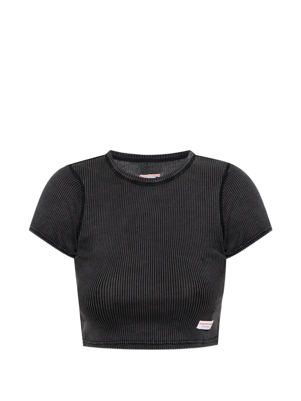 Alexander Wang ribbed cropped T-shirt Zwart