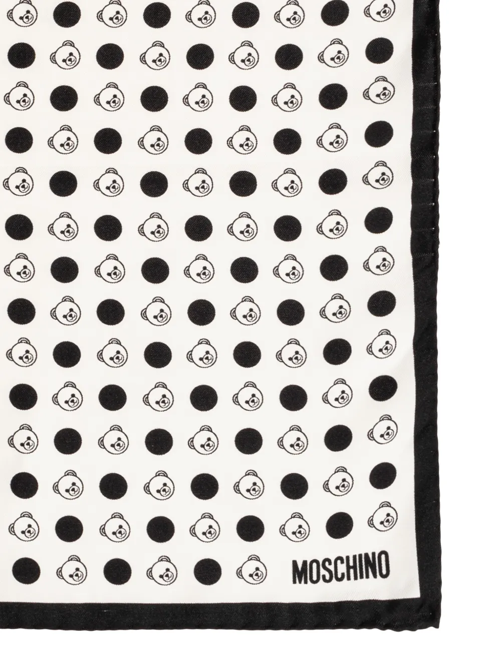 Moschino Teddy Bear zijden pochet met stippen Wit