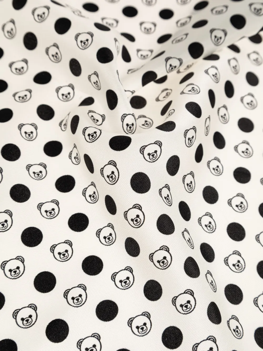 Moschino Teddy Bear zijden pochet met stippen Wit