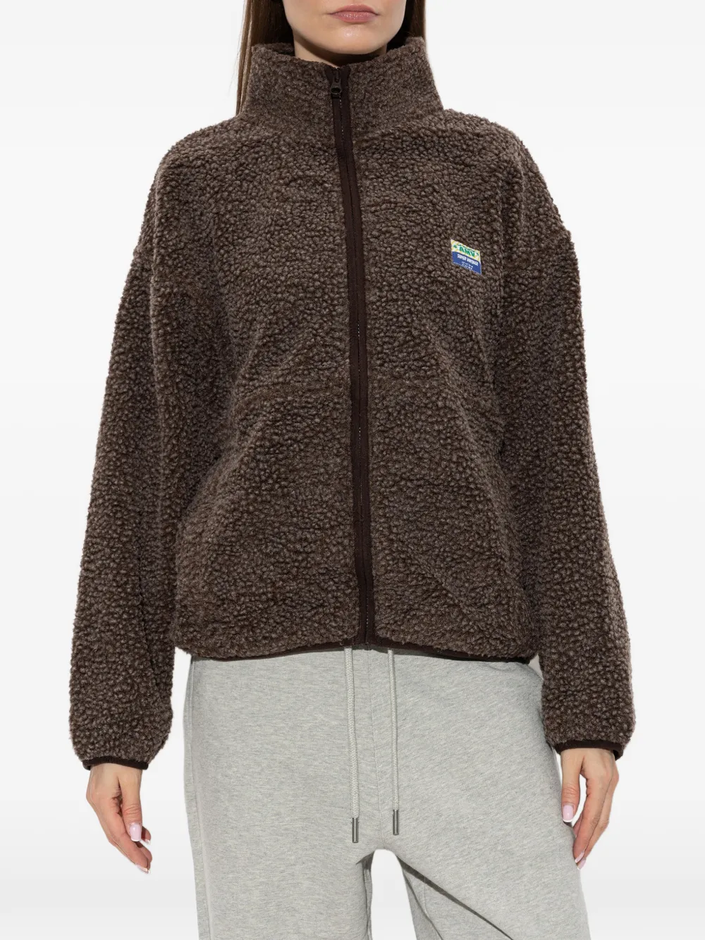 American Vintage Hoktown fleece hoodie met logo-patch Bruin